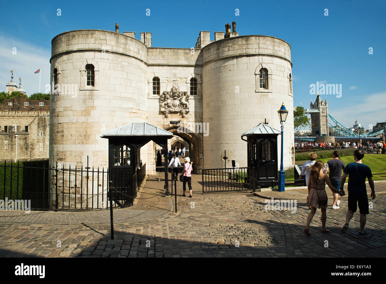 Entrance to the Tower of London located on the north bank of the River Thames in central London. Stock Photo