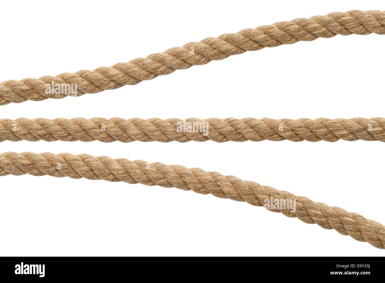 Segments of Brown Rope Isolated on White Background. Stock Photo