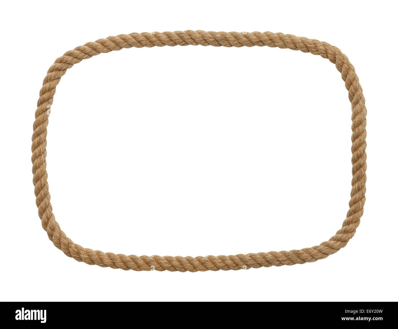 Brown Western Rope in a Rectangle Frame Shape Isolated on White Background. Stock Photo