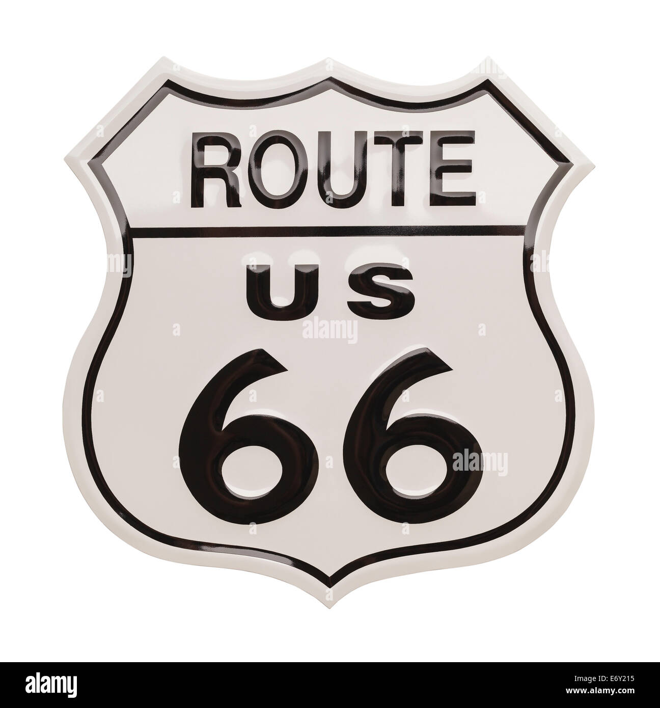 Metal Route US Sixty Six Sign Isolated on White Background. Stock Photo