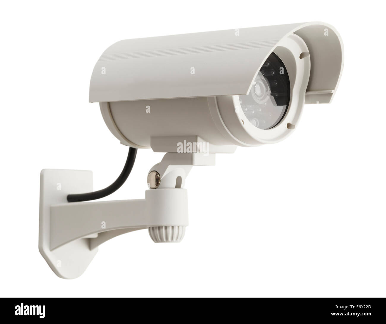 White Surveillance Camera Isolated on White Background. Stock Photo