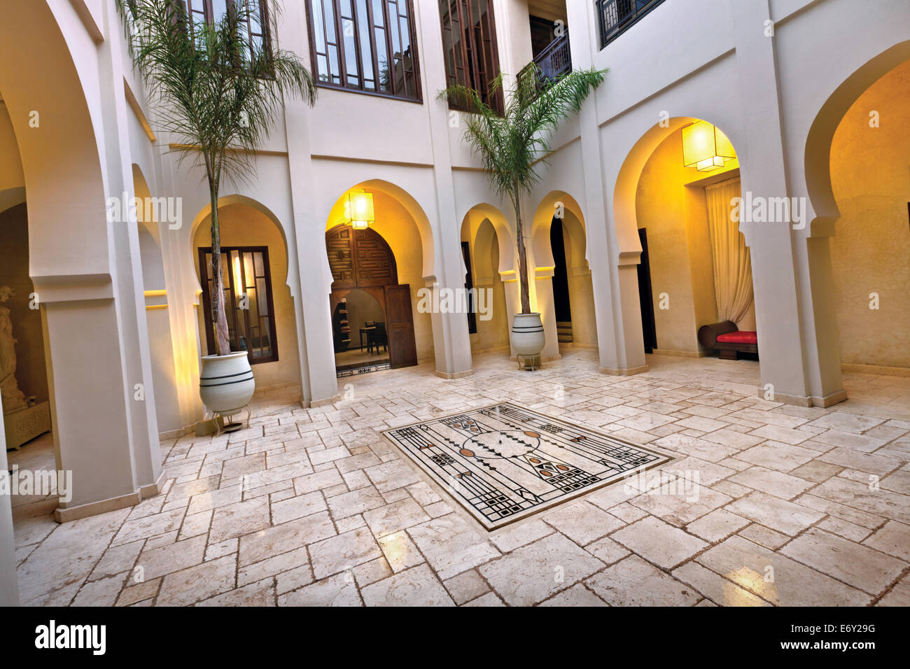 Courtyard, Riad Makassar, Marrakech, Morocco Stock Photo