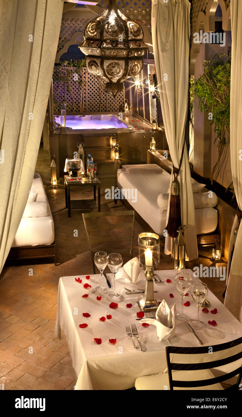 Dining on the private balcony of Zebra room, Riad Noir D'Ivoire