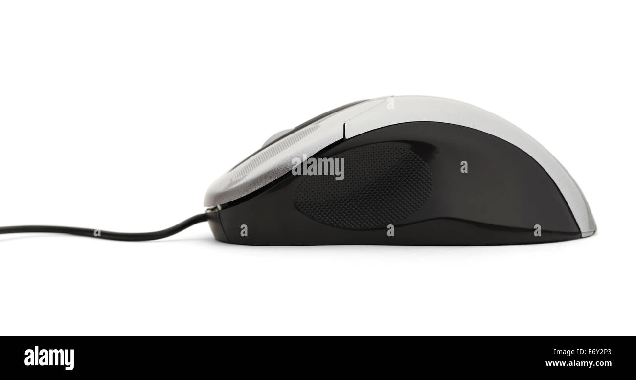 Side View of Computer Mouse Isolated on White Background. Stock Photo