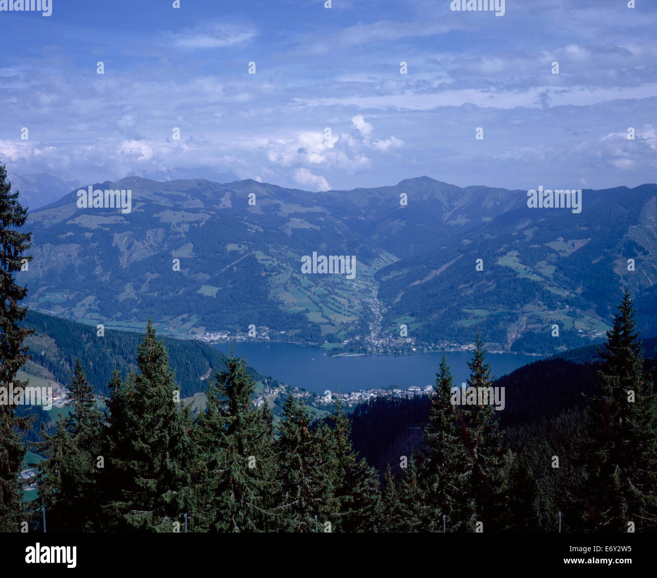 Zell am See and The Zeller See from the slopes of The Schmittenhohe Zell am See Salzburgerland Pinzgau Austria Stock Photo