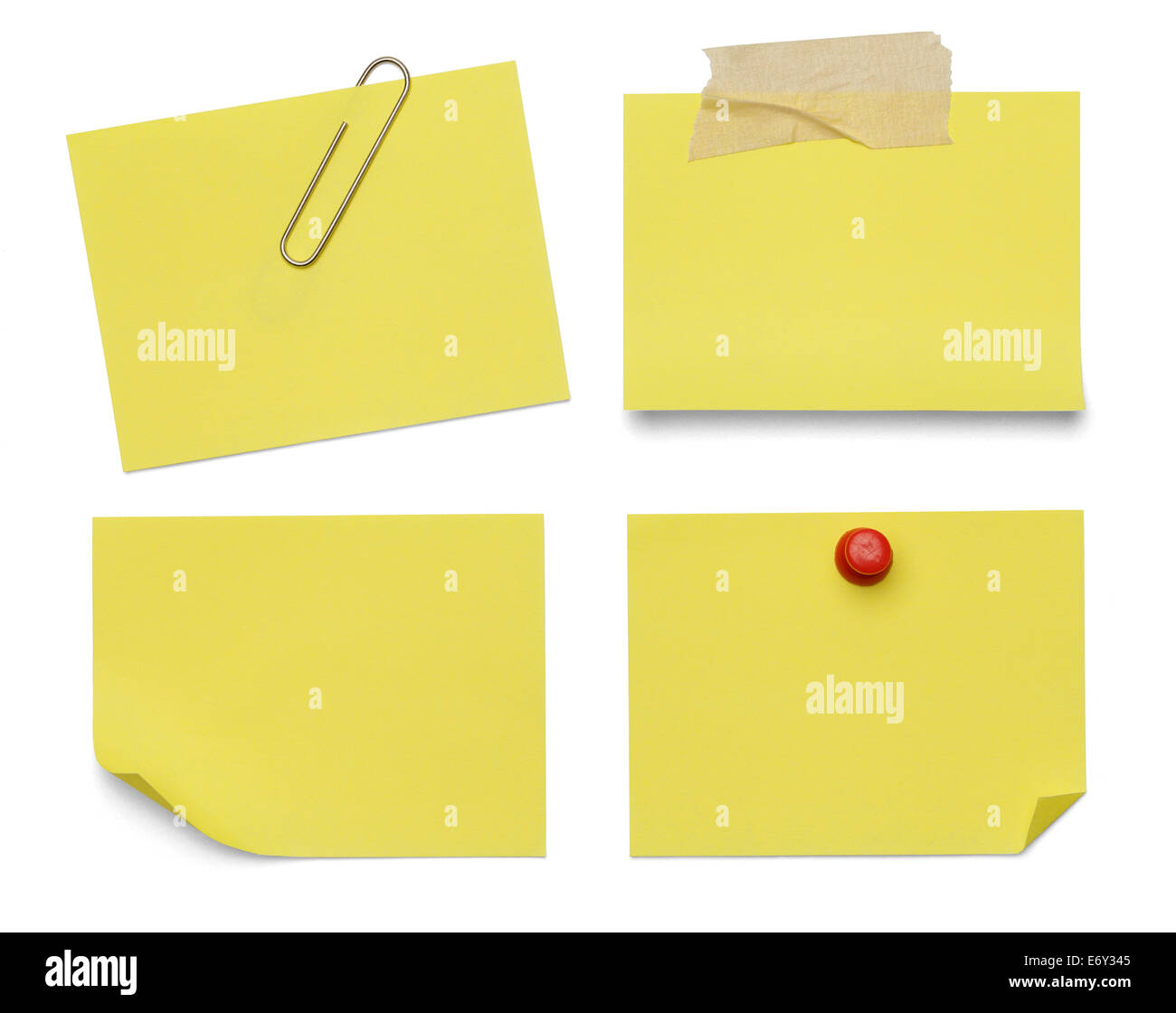 Four Sticky Notes Isolated on White Background. Stock Photo