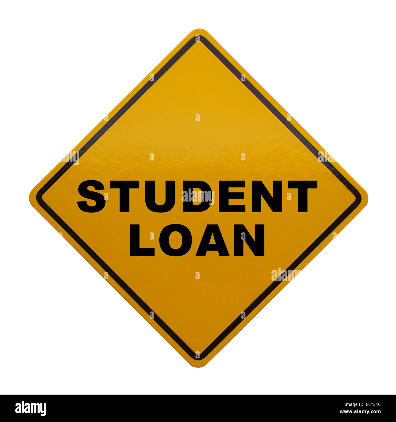Yellow sign with Student Loan on it Isolated on White Background. Stock Photo