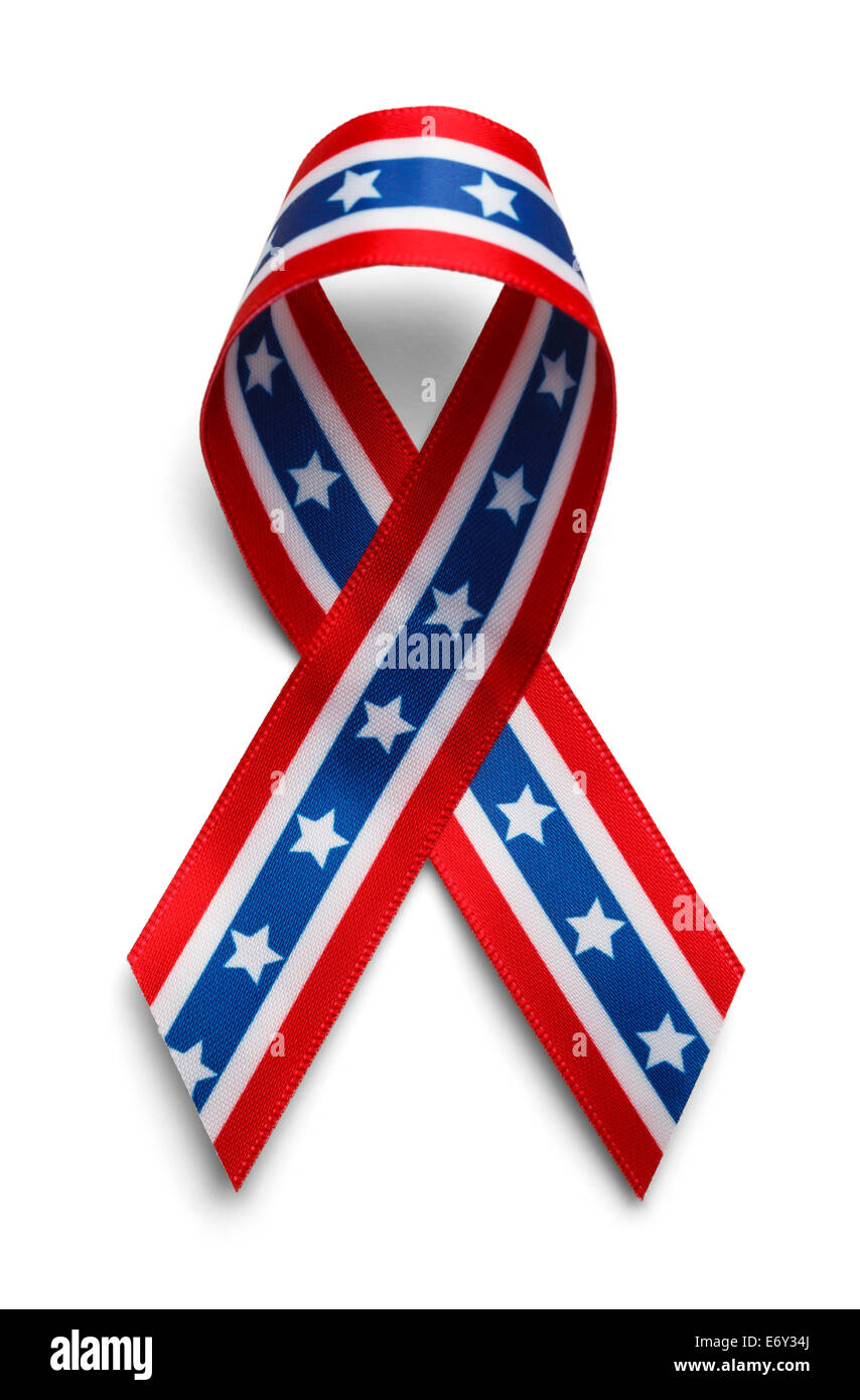American Support Ribbon, Confederate Support Ribbon Isolated on White Background. Stock Photo