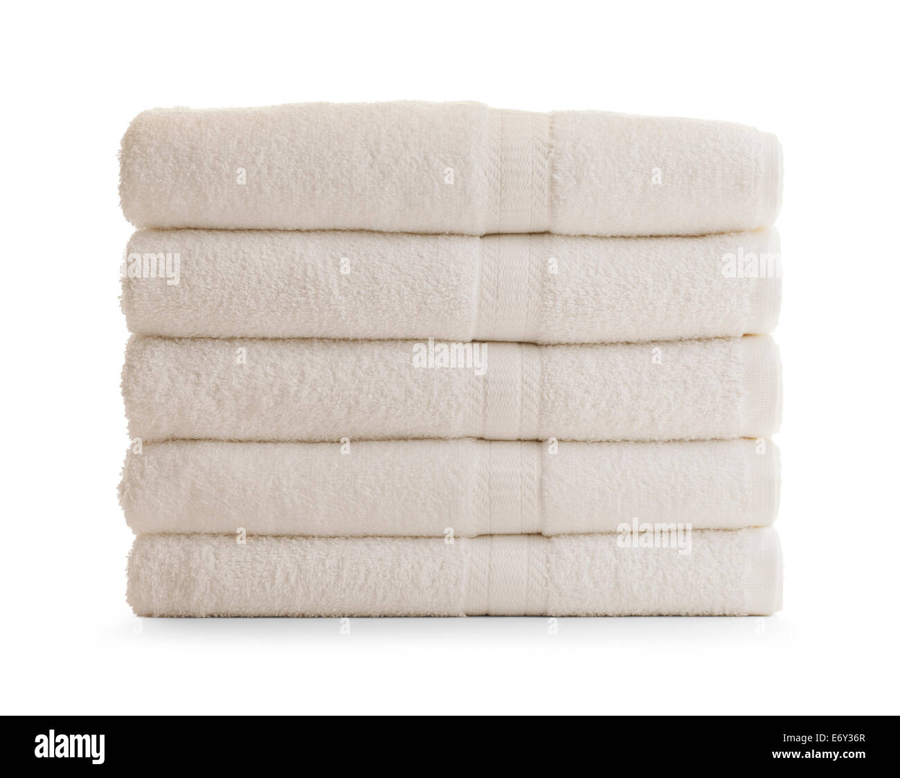 Stack of Bath Towels Isolated on White Backgrounds. Stock Photo