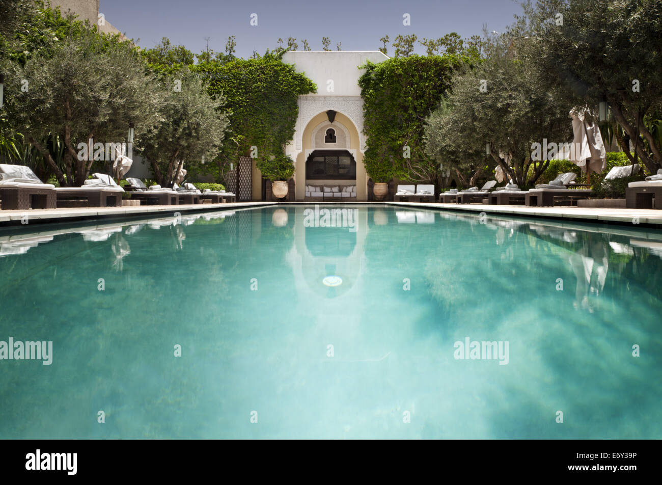 Pool, Villa des Orangers, Marrakech, Morocco Stock Photo