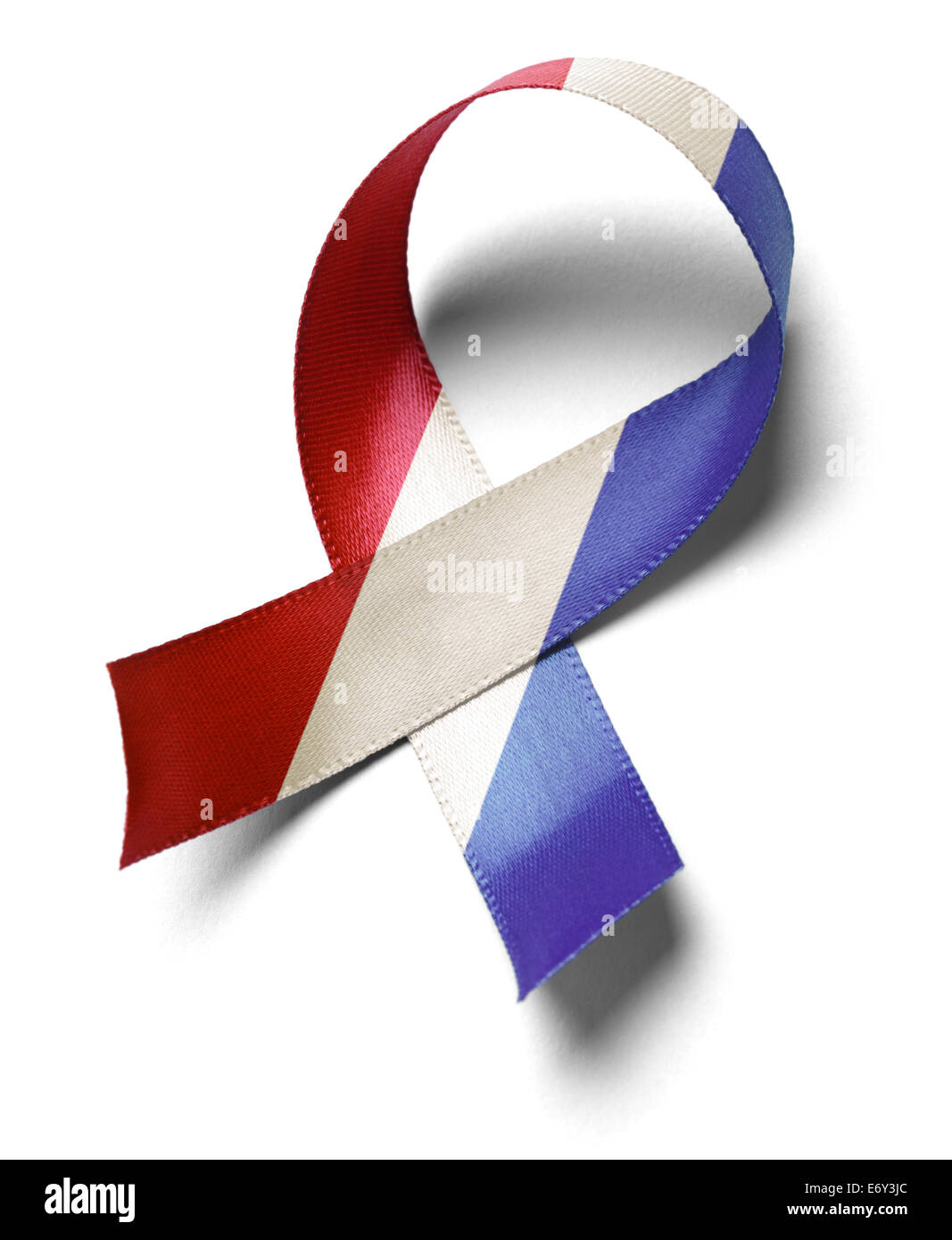 USA red white and blue ribbon suppot isolated on a white background. Stock Photo