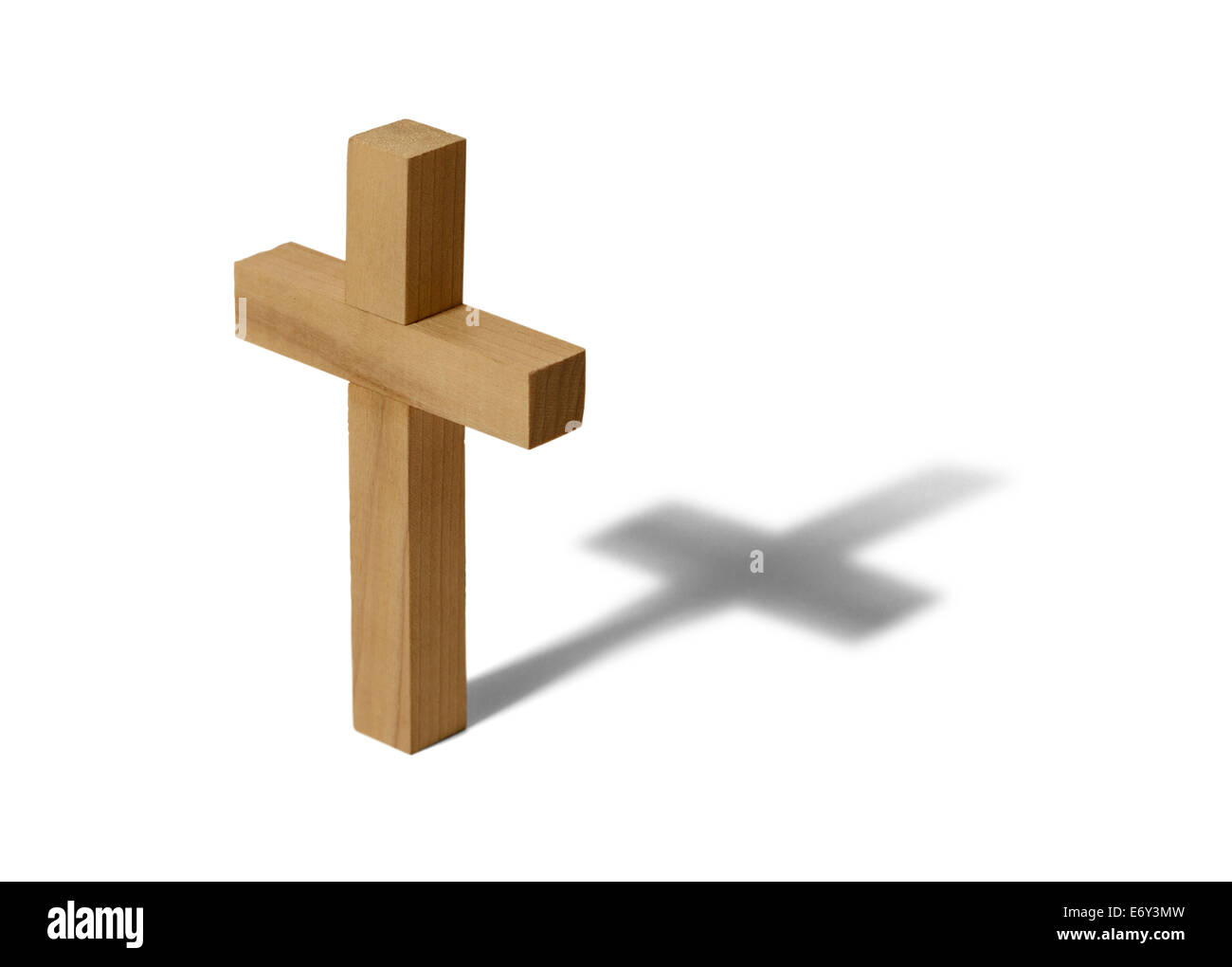 Wooden Cross Isolated on White Background. Stock Photo