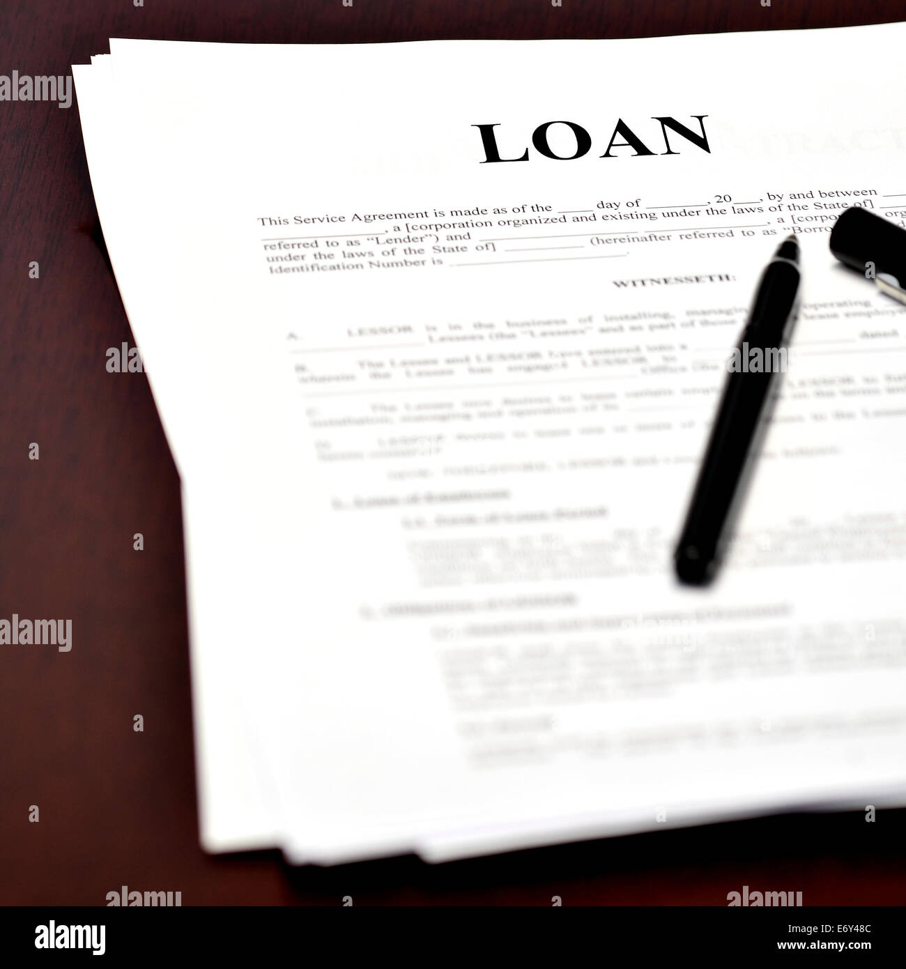 Loan document and agreement with pen for signing Stock Photo