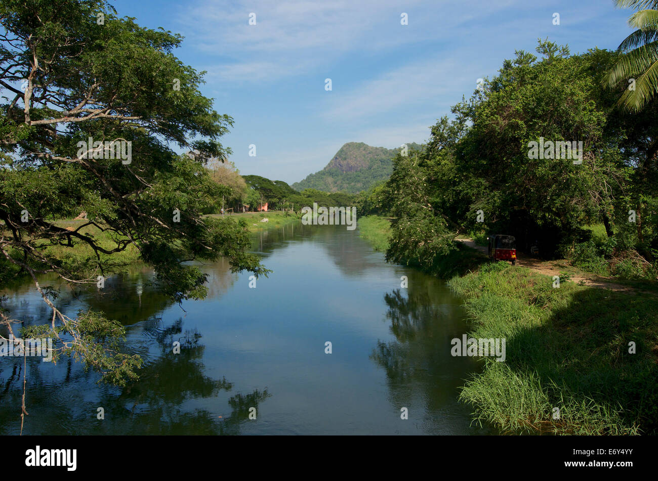 Canal near the Gal Oya National Park in the Ampara District, East Sri Lanka, South Asia Stock Photo