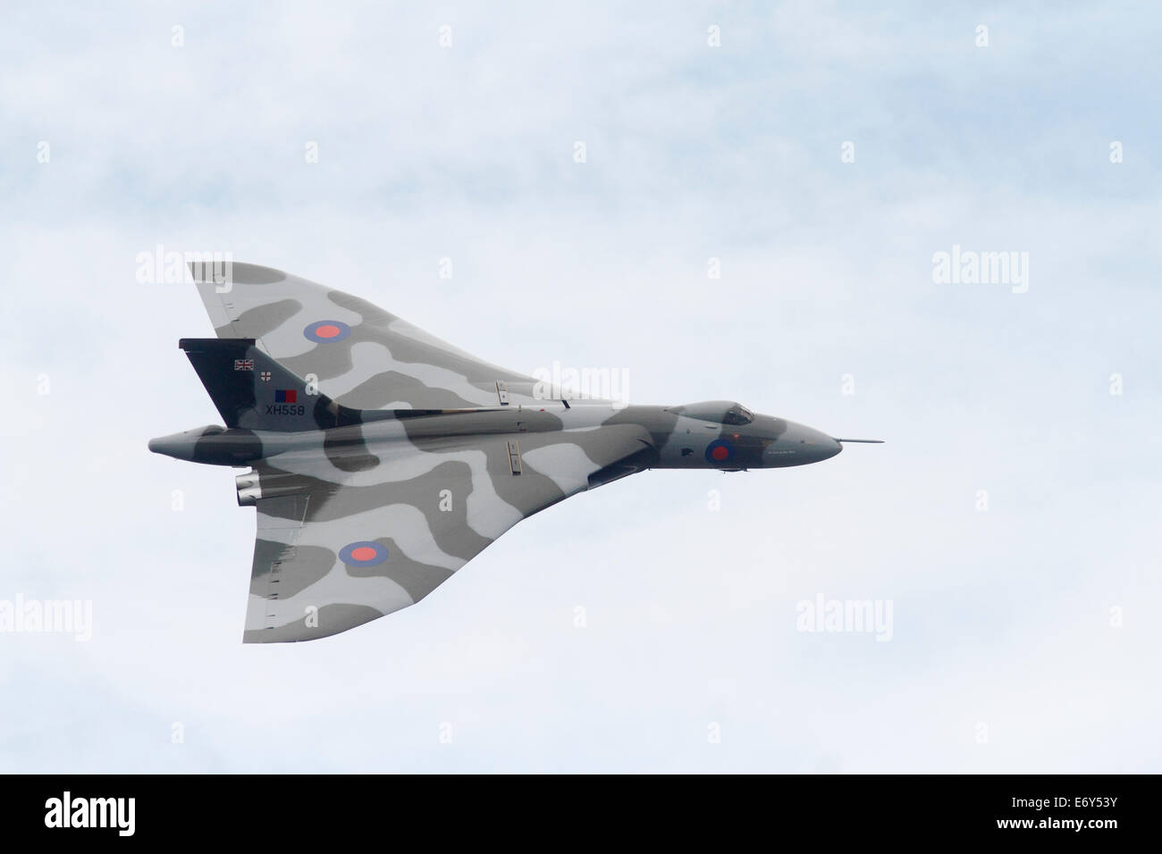 Avro Vulcan then the Hawker Siddeley Vulcan. is a jet-powered delta wing strategic bomber, which was operated by the Royal Air Force (RAF) from 1956 until 1984 Stock Photo