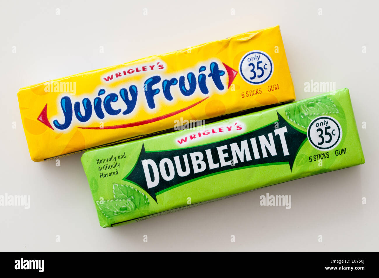 Juicy Fruit and Doublemint chewing gum, manufactured by the Wrigley