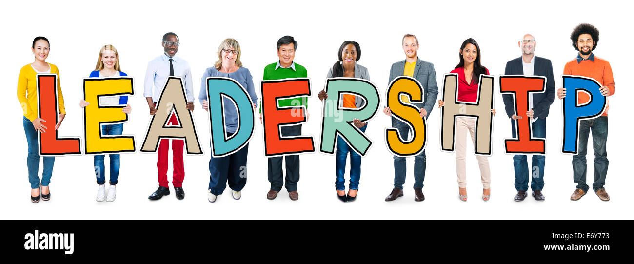 Multiethnic Group of People Holding Letter with Leadership Concept