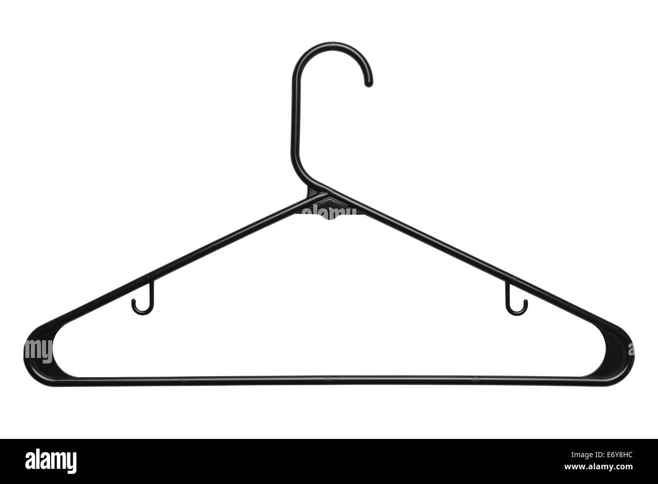 Black Plastic Clothes Hanger Isolated on White Background. Stock Photo