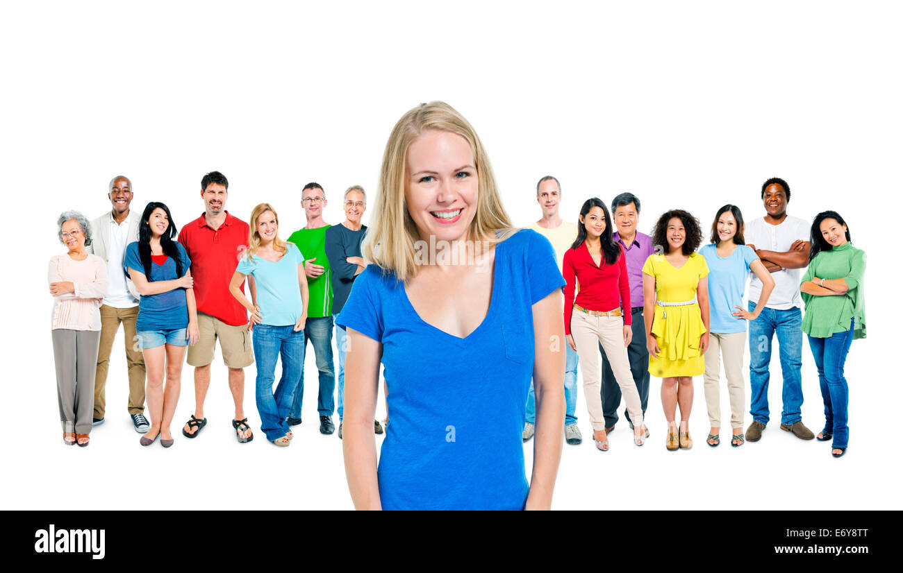 Group of Multi Ethnic Diverse People with a Beautiful Caucasian Girl ...