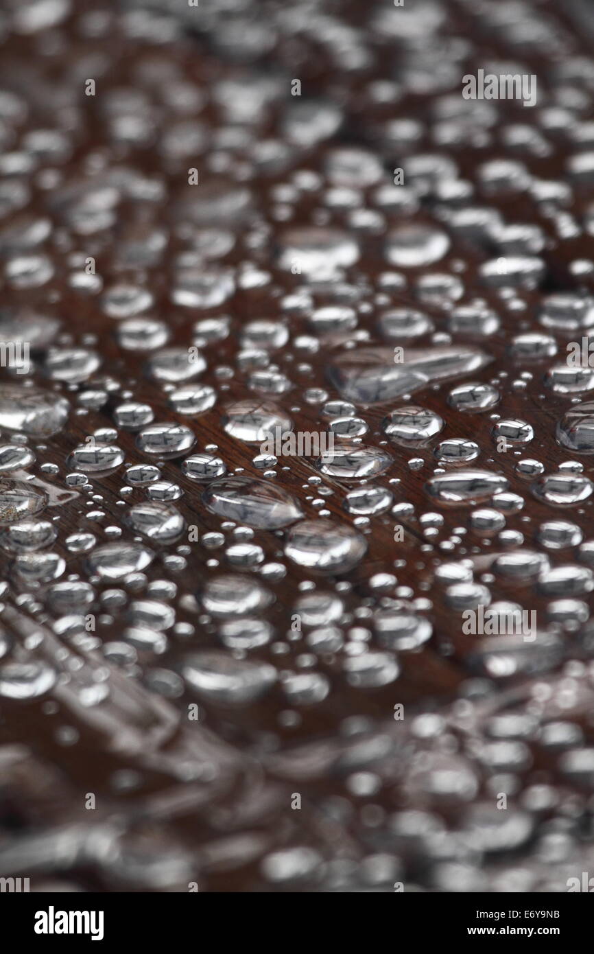 Raindrops beading on plastic table cover Stock Photo Alamy