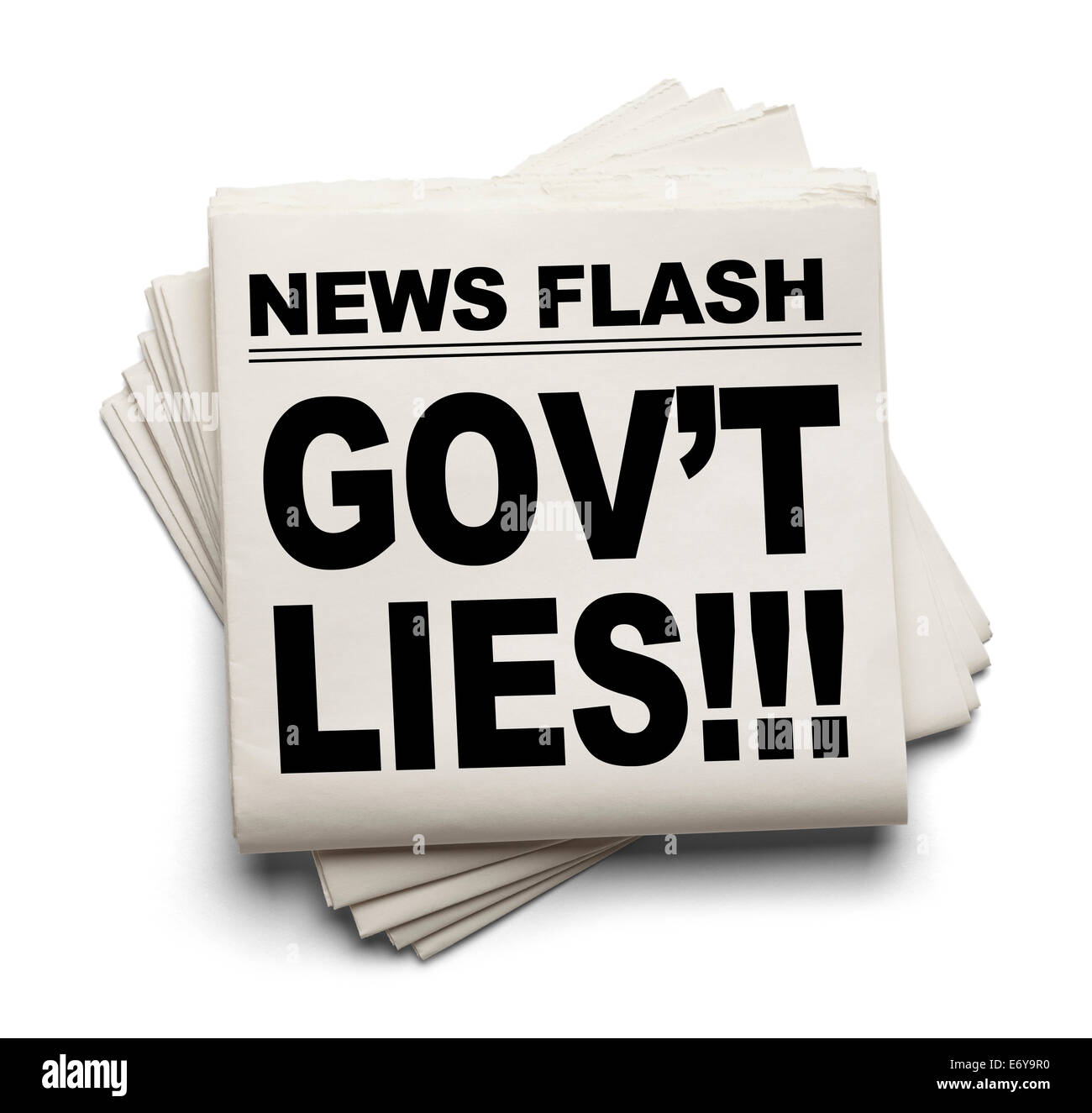 News Flash Gov't Lies News Paper Isolated on White Background. Stock Photo