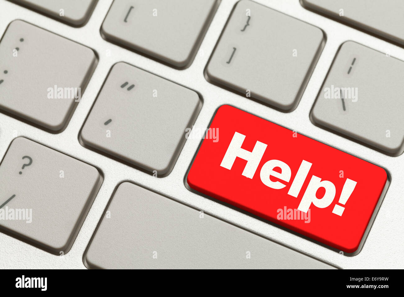 Close Up of Red Help Key Button on Keyboard. Stock Photo