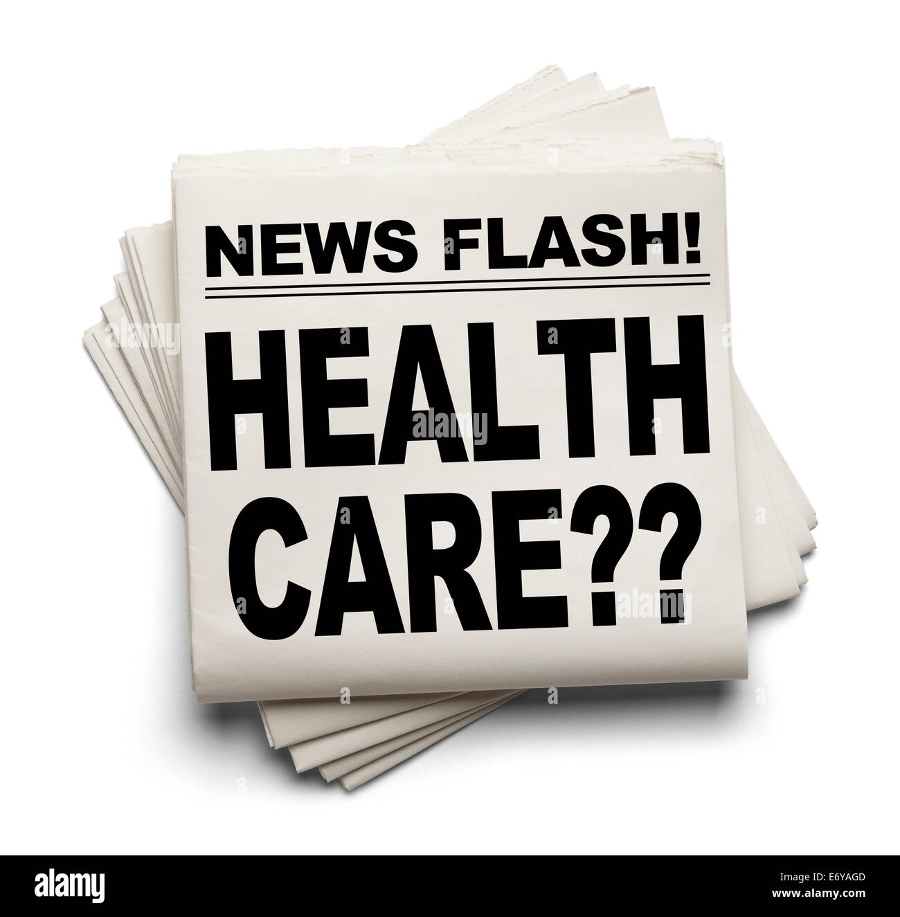 News Flash Health Care ? News Paper Isolated on White Background. Stock Photo