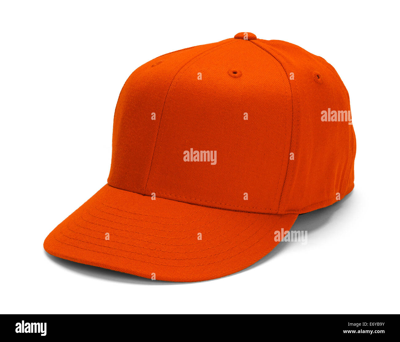 Orange Baseball Hat With Copy Space Isolated on White Background. Stock Photo