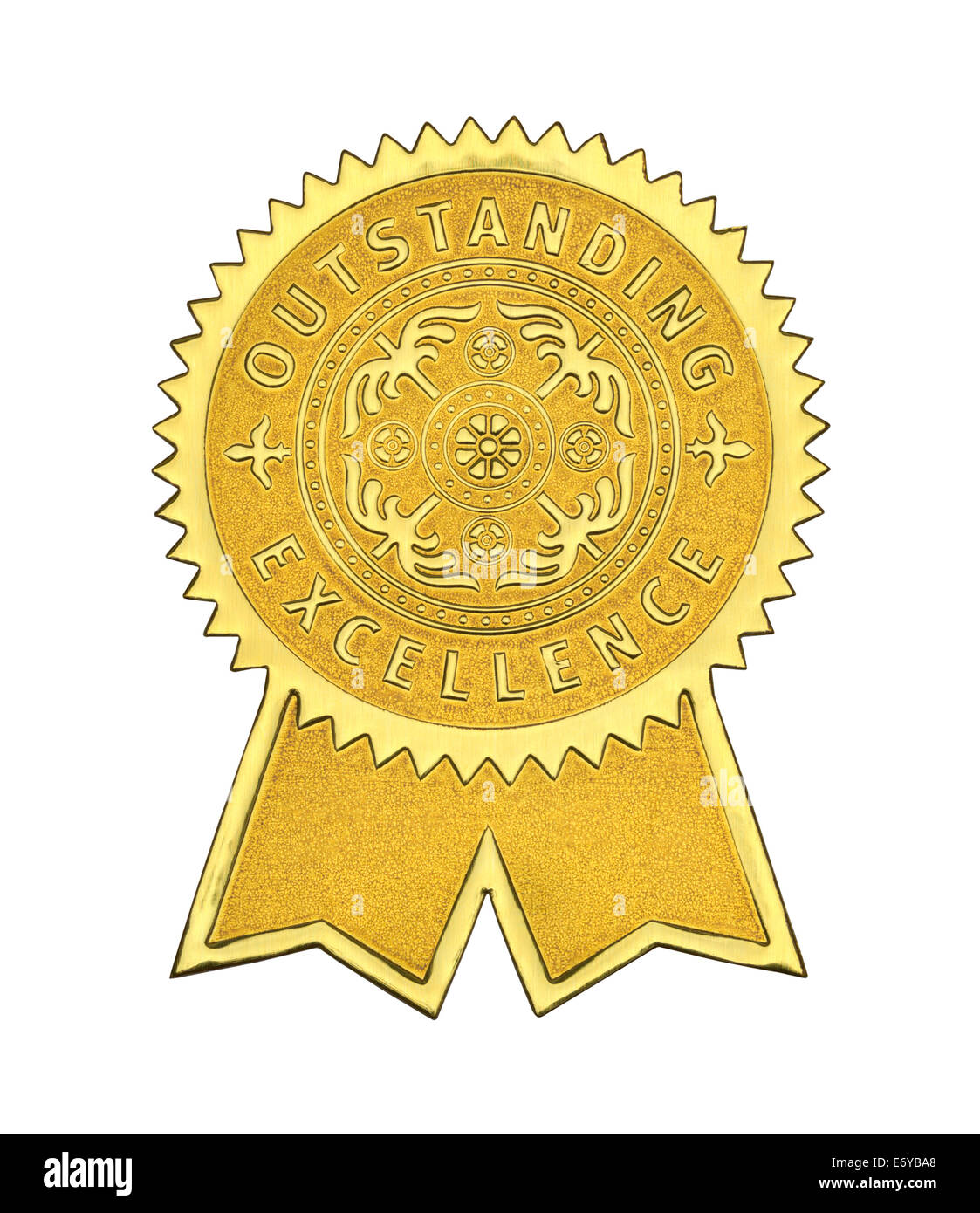 Gold Excellence Seal With Ribbons Isolated on White Background. Stock Photo