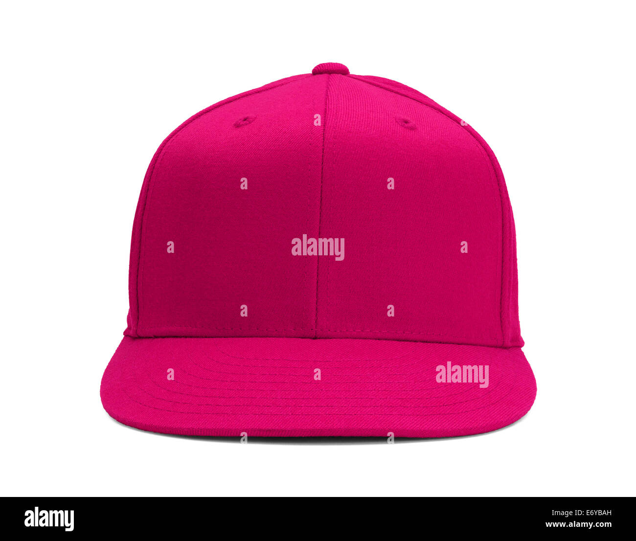 Pink Baseball Hat Front View With Copy Space Isolated on White Background. Stock Photo