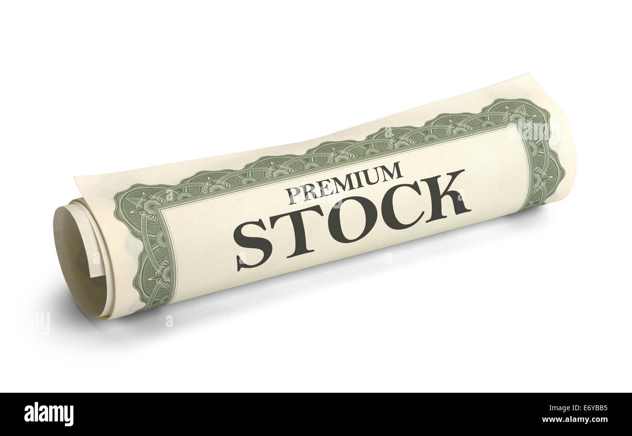 Stock Certificate Papers Rolled Up Isolated on White Background. Stock Photo