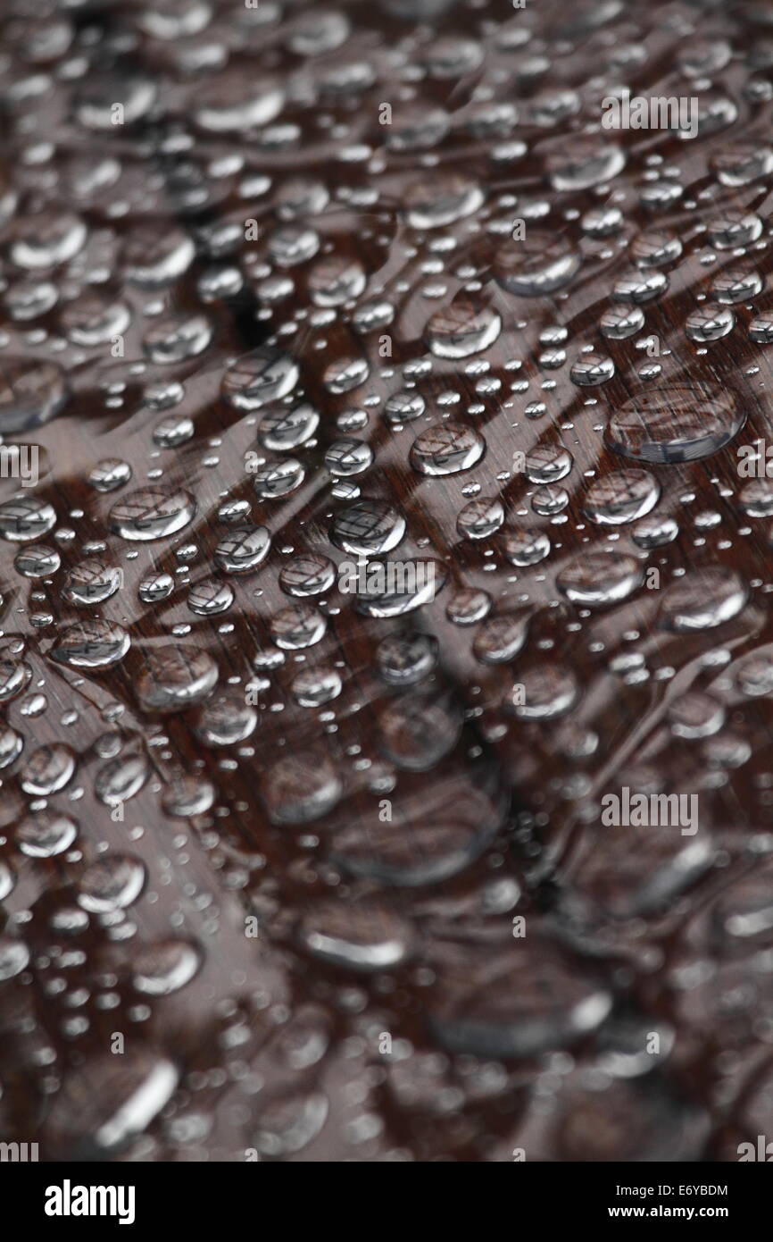 Raindrops beading on plastic table cover Stock Photo Alamy