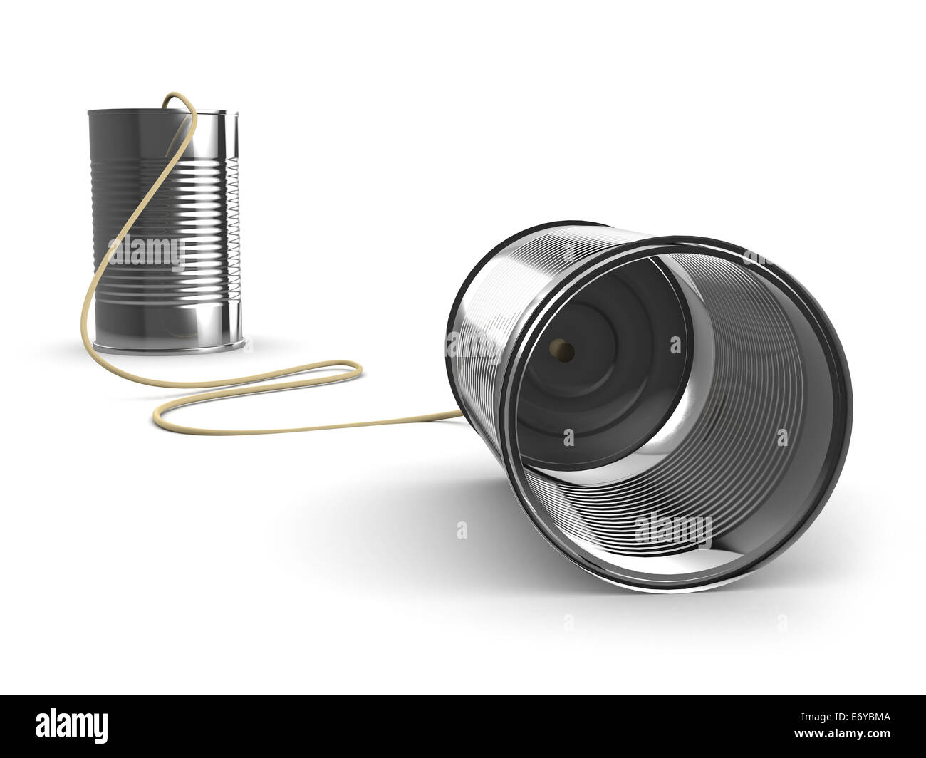 3d render of tin cans connected by string Stock Photo Alamy