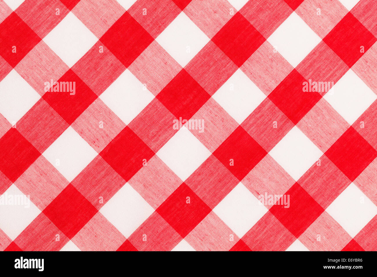 Large Red and White Checkered Table Cloth Background. Stock Photo