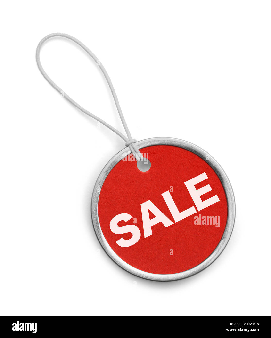 Red Sale Circle Tag Isolated on White Background. Stock Photo
