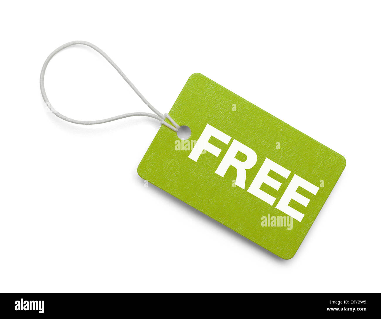 Green Free Hang Tag Isolated on White Background. Stock Photo