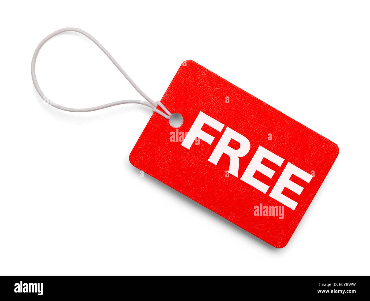 Red Free Hang Tag Isolated on White Background. Stock Photo