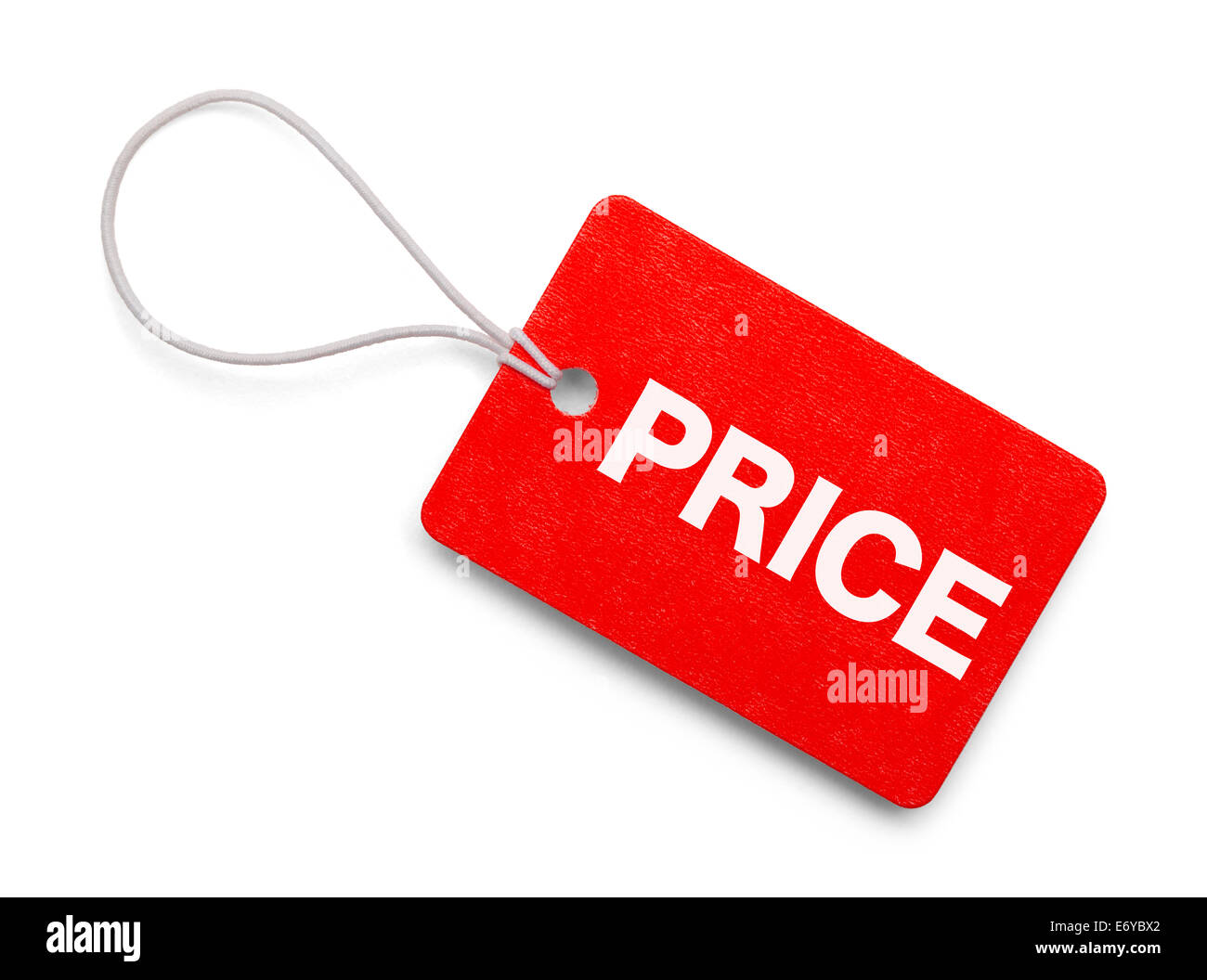 Red Price Hang Tag Isolated on White Background. Stock Photo
