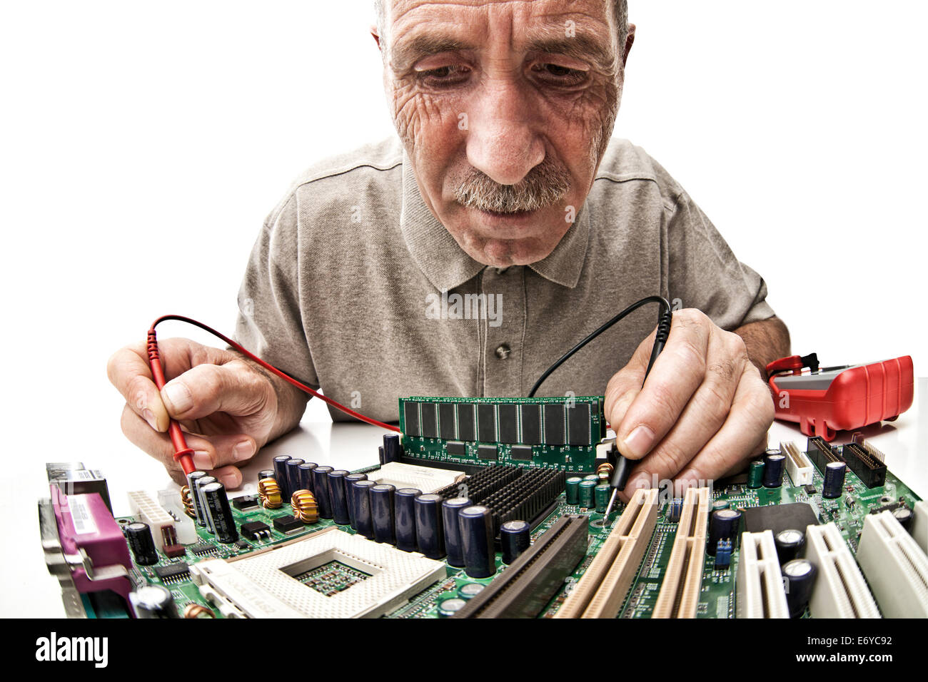 hardware expert at work isolated on white background Stock Photo Alamy