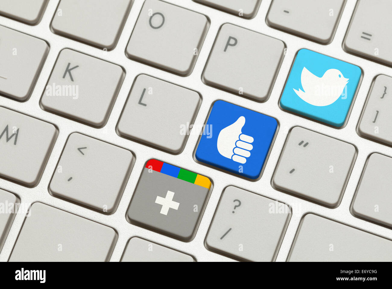 Keyboard with Popular Social Networking Launch Keys. Stock Photo
