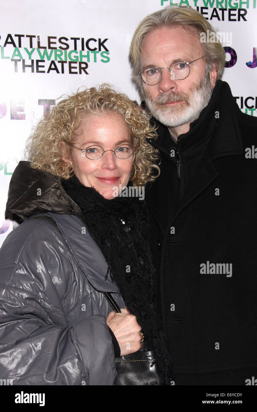 Opening Night of the play 'Ode To Joy' at the Cherry Lane Theatre - Arrivals.  Featuring: Amy Irving,Kenneth Bowser Where: New York, New York, United States When: 27 Feb 2014 Stock Photo