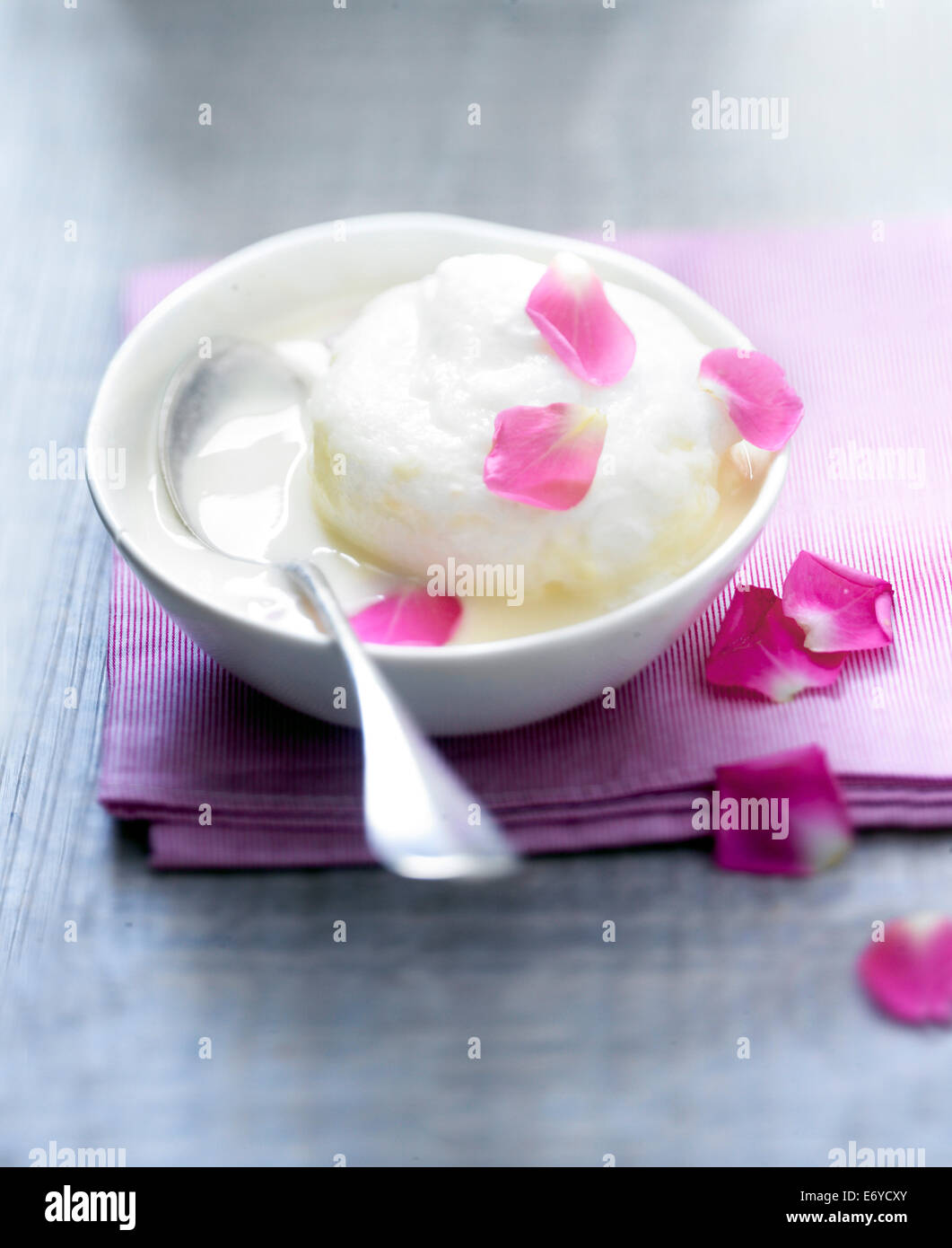 Rose-flavored floating island Stock Photo