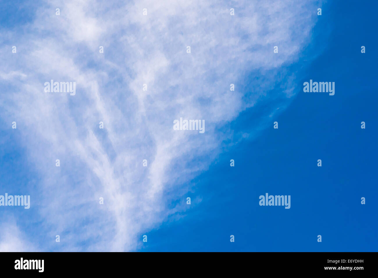 Cirrus cloud formation. White cirrus cloud and dark blue sky