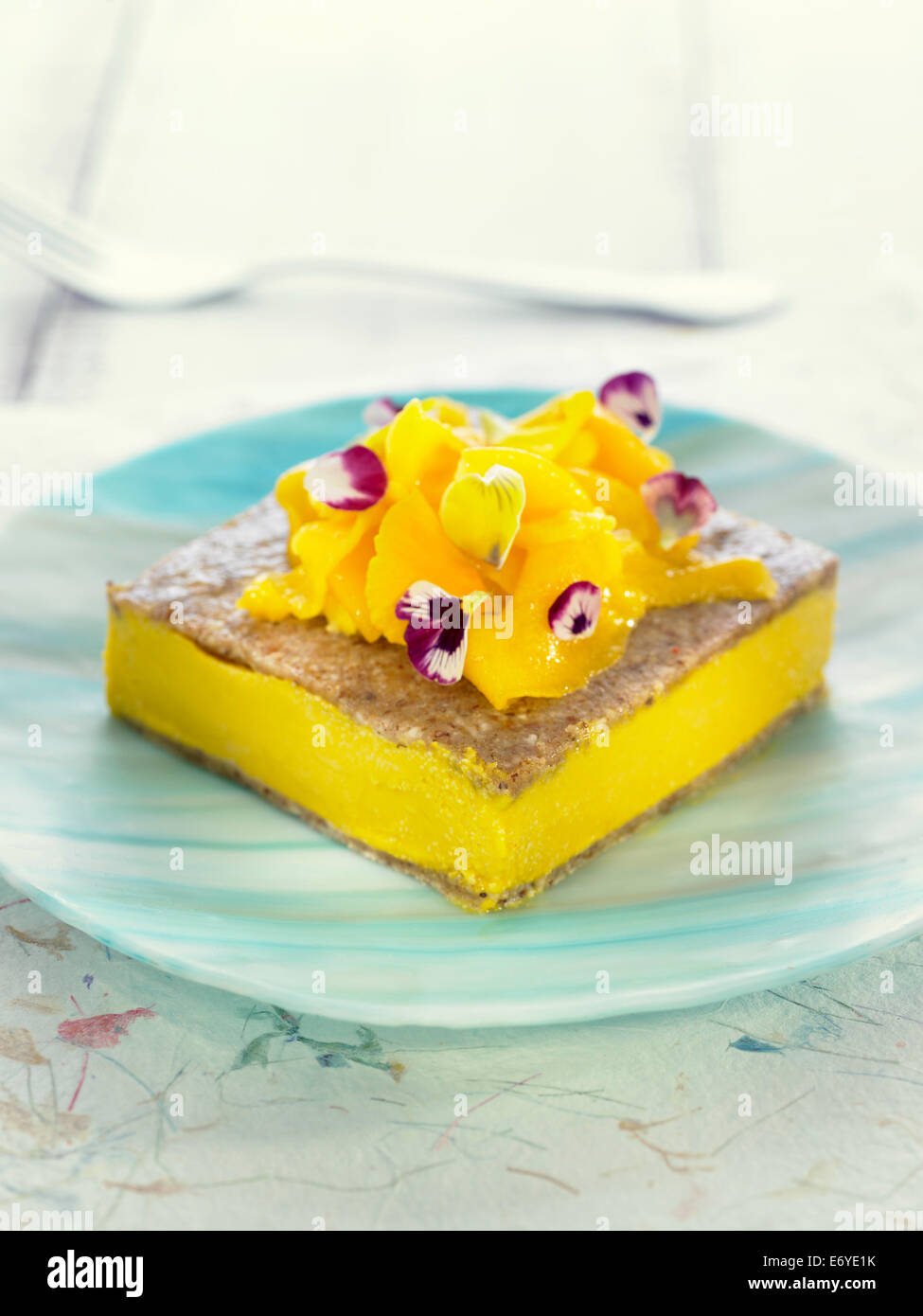 Mango ice cream tart Stock Photo