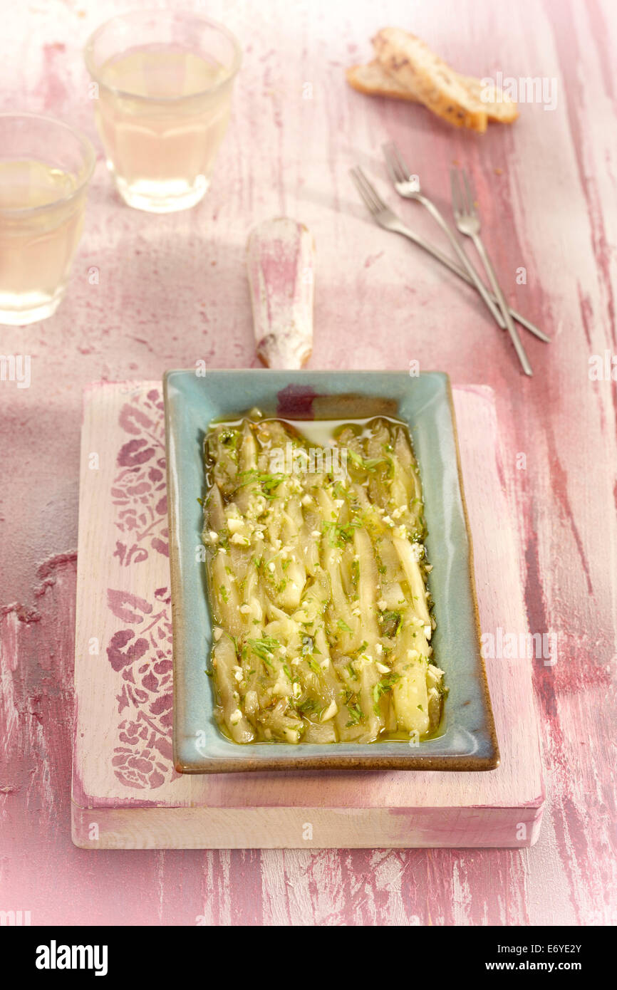 Marinated asparagus Stock Photo