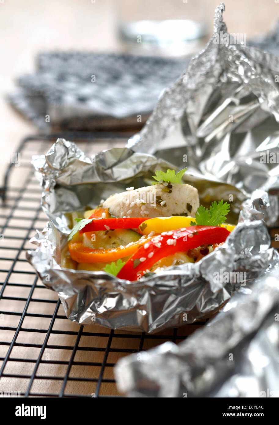 Oriental-style steamed rabbit cooked in aluminium foil Stock Photo - Alamy