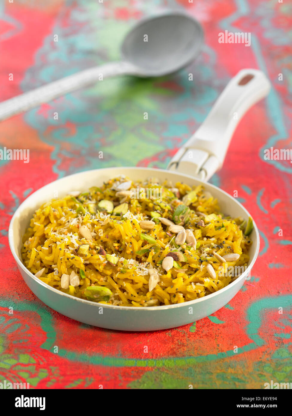 Sauteed rice with seeds and dried fruit Stock Photo