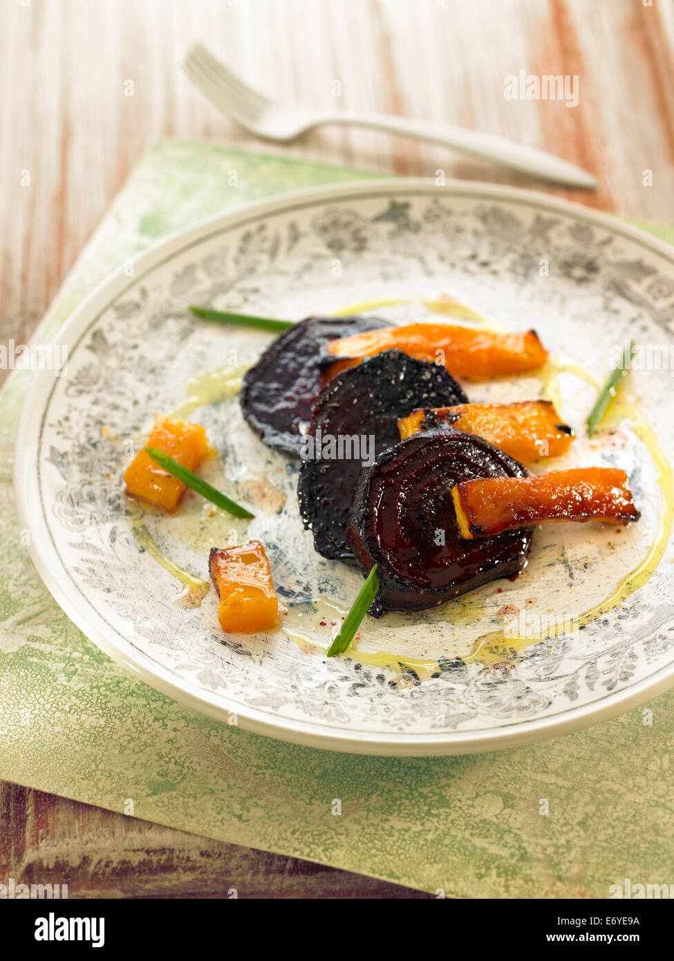 Glazed beetroot and pumpkin Stock Photo