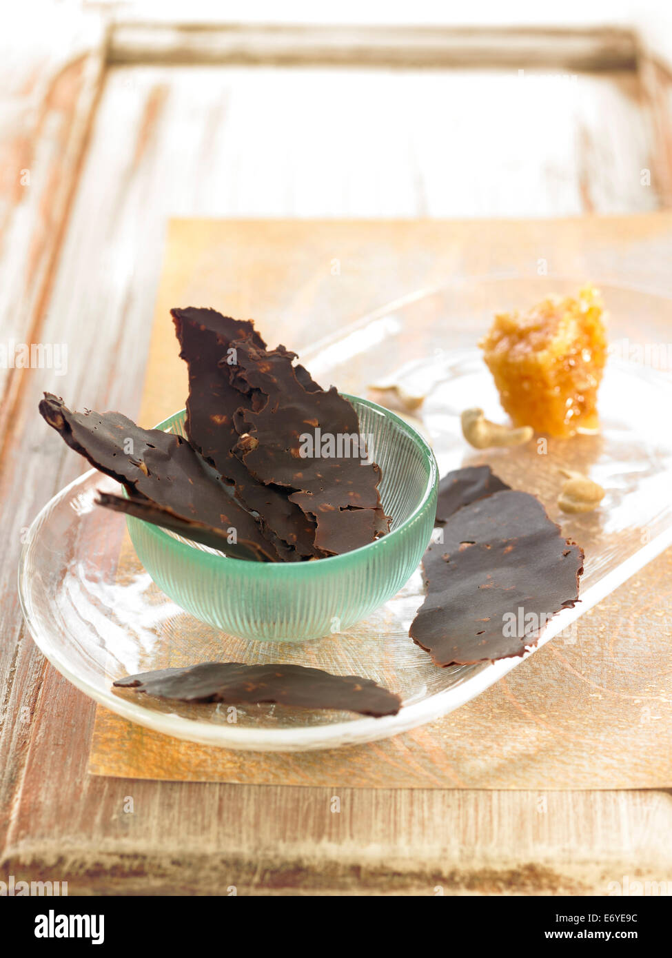 Chocolate tuiles Stock Photo