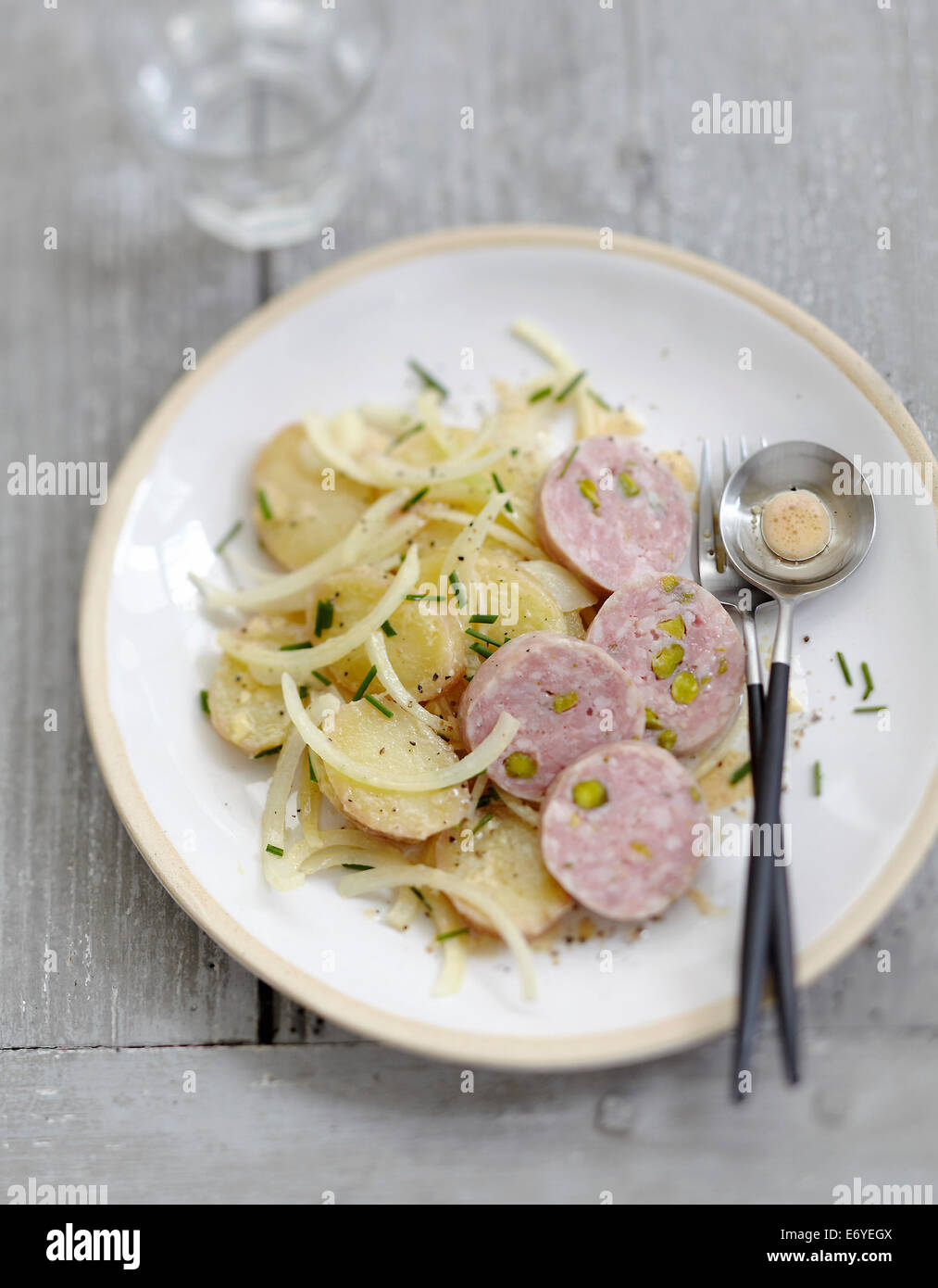 Potato salad with sausage from Lyon Stock Photo
